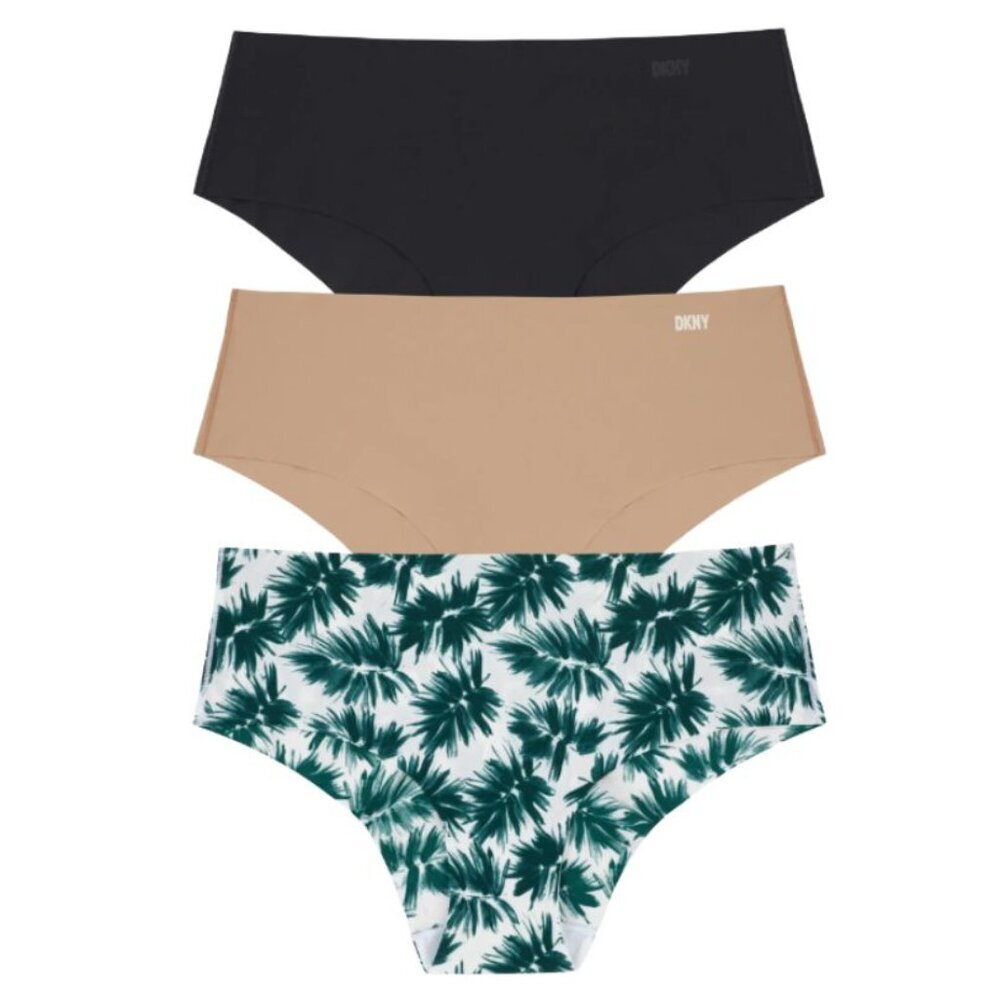 NEW DKNY Cut Anywhere Hipster Panty - 3 Pack Black Glow Desert Palm Medium